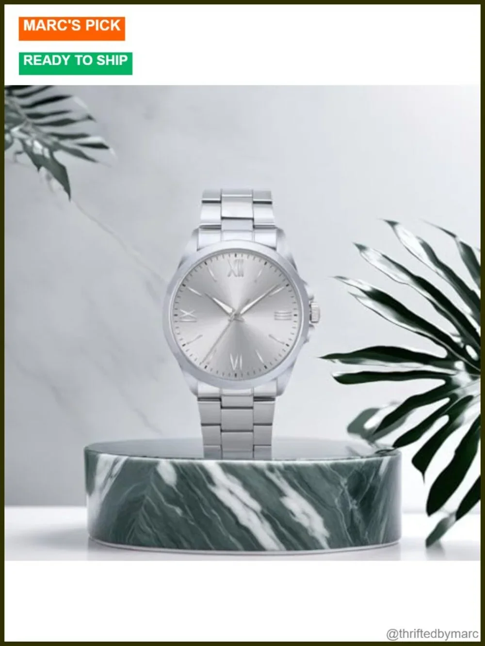 Classic Stainless Steel Men's Watch 41mm Analog Water Resistant